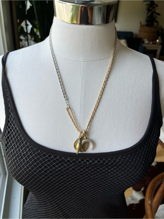 Stella & Dot Jewelry - Stella & Dot Gold Multi-Charm Necklace with Coin, Crescent & Spike